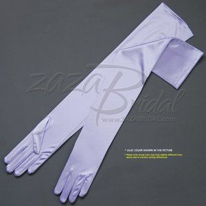 23.5″ Long Shiny Stretch Satin Dress Gloves Opera Length 16BL-Lilac